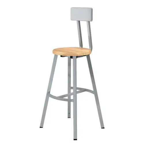 30" Titan Stool Solid Wood Seat W/Backrest Grey Frame 30" Titan Stool Solid Wood Seat W/Backrest Grey Frame