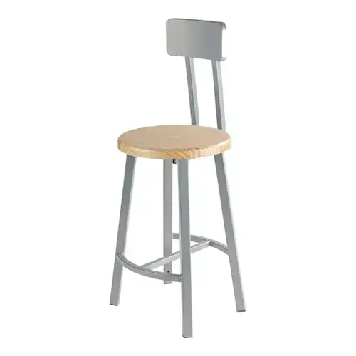 24" Titan Stool Solid Wood Seat W/Backrest Grey Frame 24" Titan Stool Solid Wood Seat W/Backrest Grey Frame