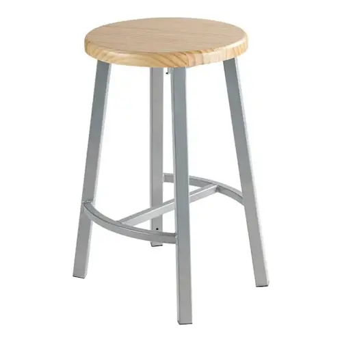 24-In Titan Stool Solid Wood Seat Grey Frame 24-In Titan Stool Solid Wood Seat Grey Frame