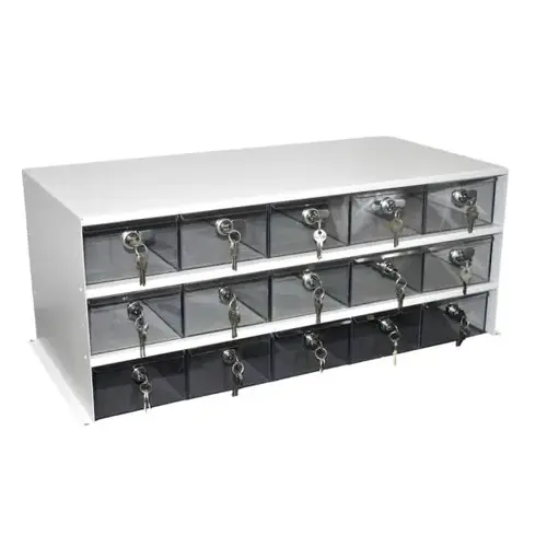 Adapticab Storage Solution 15 Med Acrylic Drwr W/Locks Lght Grey Cabinet Adapticab Storage Solution 15 Med Acrylic Drwr W/Locks Lght Grey Cabinet