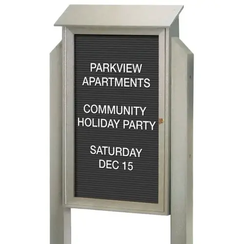 Enclosed Single Door Indoor Letter Board, Light Gray, 32 X 48" Enclosed Single Door Indoor Letter Board, Light Gray, 32 X 48"