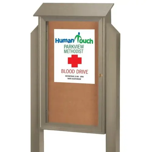 Enclosed Single Door Outdoor Corkboard, Post Mount, Sand, 38 X 54" Enclosed Single Door Outdoor Corkboard, Post Mount, Sand, 38 X 54"
