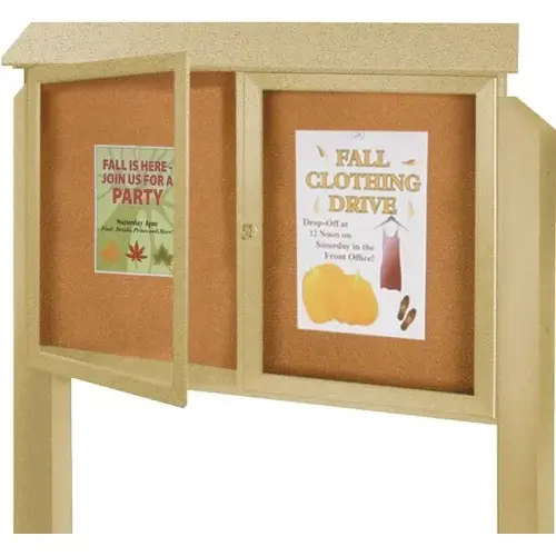 Enclosed Double Door Outdoor Corkboard, Post Mount, Sand, 45" X 30" Enclosed Double Door Outdoor Corkboard, Post Mount, Sand, 45" X 30"