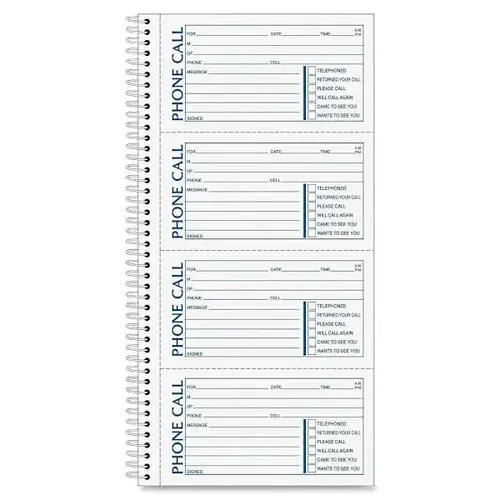 2-Part Phone Message Spiral Bound 5.25" X 11" Pad 2-Part Phone Message Spiral Bound 5.25" X 11" Pad
