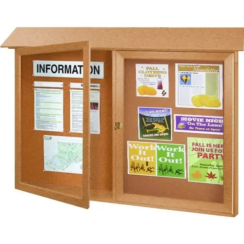 Enclosed Double Door Indoor Corkboard, Wall Mount, Cedar, 45" X 3 ft6" Enclosed Double Door Indoor Corkboard, Wall Mount, Cedar, 45" X 3 ft6"