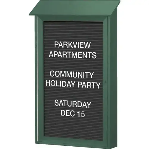 Enclosed Single Door Outdoor Letter Board, Wall Mount, Green, 26 X 42" Enclosed Single Door Outdoor Letter Board, Wall Mount, Green, 26 X 42"