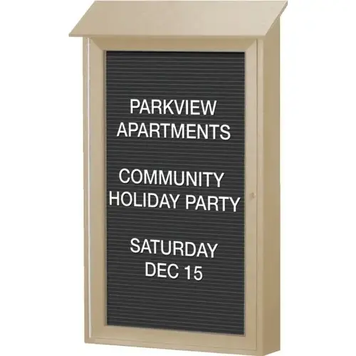 Enclosed Single Door Indoor Letter Board, Wall Mount, Sand, 32 X 48" Enclosed Single Door Indoor Letter Board, Wall Mount, Sand, 32 X 48"