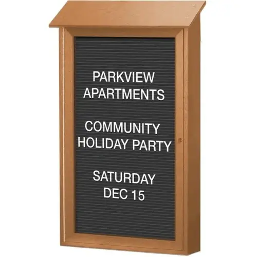 Enclosed Single Door Indoor Letter Board, Wall Mount, Cedar, 38 X 54" Enclosed Single Door Indoor Letter Board, Wall Mount, Cedar, 38 X 54"