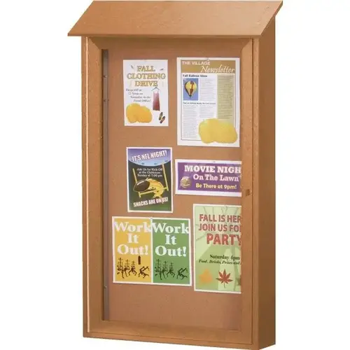 Enclosed Single Door Corkboard, Wall Mount, Cedar, 32 X 48" Enclosed Single Door Corkboard, Wall Mount, Cedar, 32 X 48"