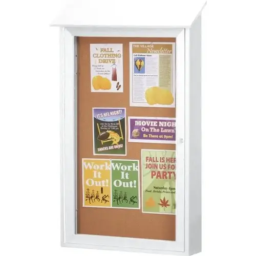 Enclosed Single Door Corkboard, Wall Mount, White, 32 X 48" Enclosed Single Door Corkboard, Wall Mount, White, 32 X 48"