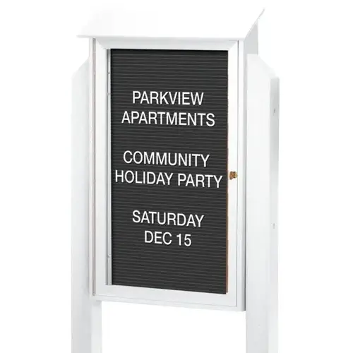 Enclosed Single Door Indoor Letter Board, White, 38 X 54" Enclosed Single Door Indoor Letter Board, White, 38 X 54"