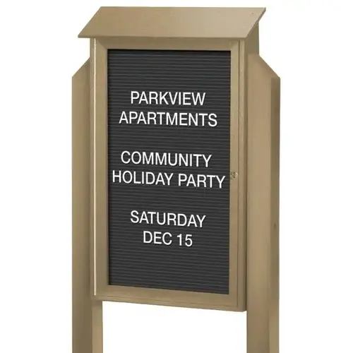Enclosed Single Door Indoor Letter Board, Sand, 38 X 54" Enclosed Single Door Indoor Letter Board, Sand, 38 X 54"