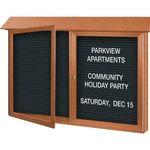 Enclosed Double Door Indoor Letter Board, Wall Mount, Cedar, 45" X 3 ft Enclosed Double Door Indoor Letter Board, Wall Mount, Cedar, 45" X 3 ft