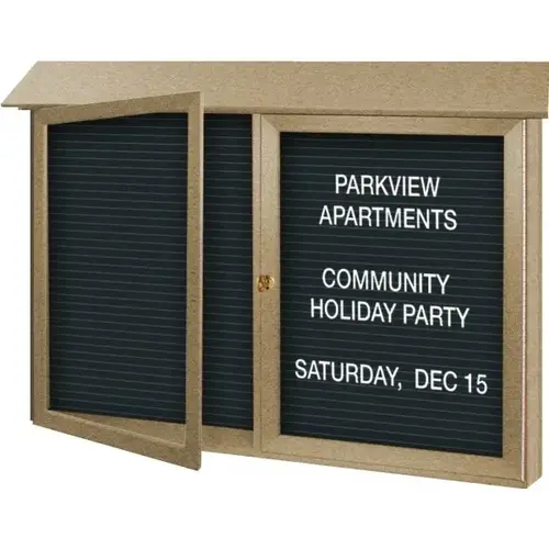 Enclosed Double Door Indoor Letter Board, Wall Mount, Sand, 45" X 3 ft Enclosed Double Door Indoor Letter Board, Wall Mount, Sand, 45" X 3 ft