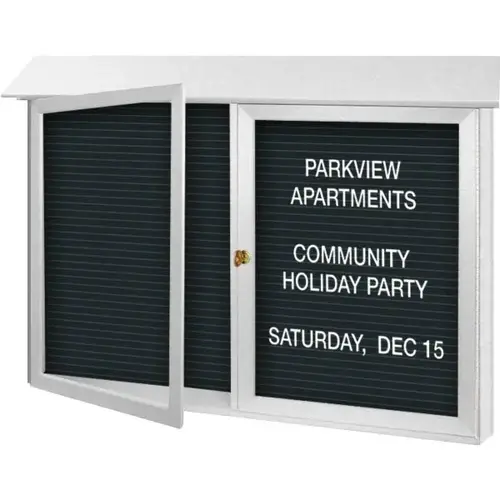Enclosed Double Door Indoor Letter Board, Wall Mount, White, 45" X 3 ft Enclosed Double Door Indoor Letter Board, Wall Mount, White, 45" X 3 ft