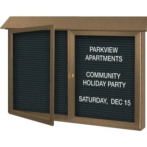 Enclosed Double Door Indoor Letter Board, Wall Mount, Weathered Wood, 52 X 40" Enclosed Double Door Indoor Letter Board, Wall Mount, Weathered Wood, 52 X 40"