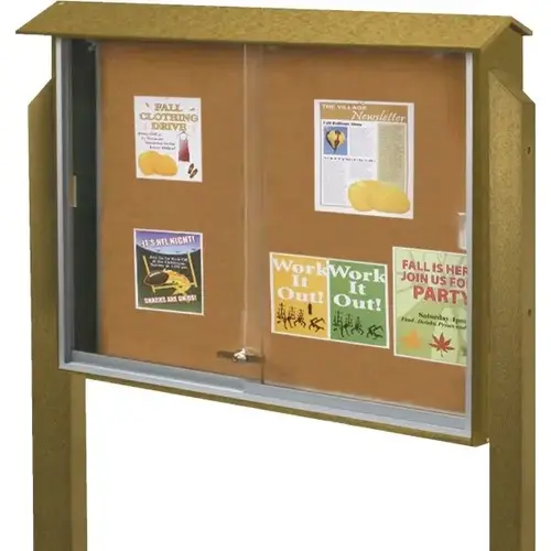 Enclosed Double Door Outdoor Letter Board, Post Mount, Cedar, 45" X 3 ft Enclosed Double Door Outdoor Letter Board, Post Mount, Cedar, 45" X 3 ft