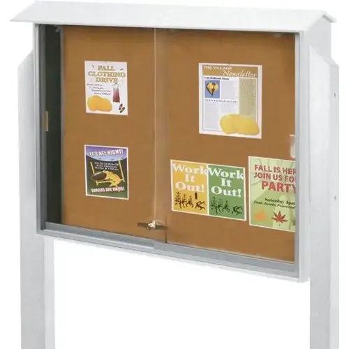 Enclosed Double Door Outdoor Letter Board, Post Mount, White, 52" X 40" Enclosed Double Door Outdoor Letter Board, Post Mount, White, 52" X 40"