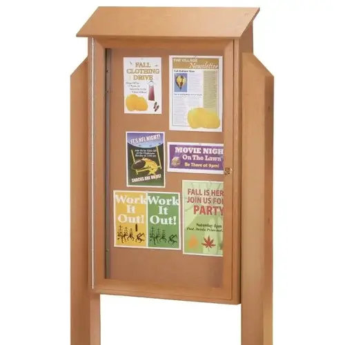 Enclosed Single Door Corkboard, Wall Mount, Cedar, 38 X 54" Enclosed Single Door Corkboard, Wall Mount, Cedar, 38 X 54"