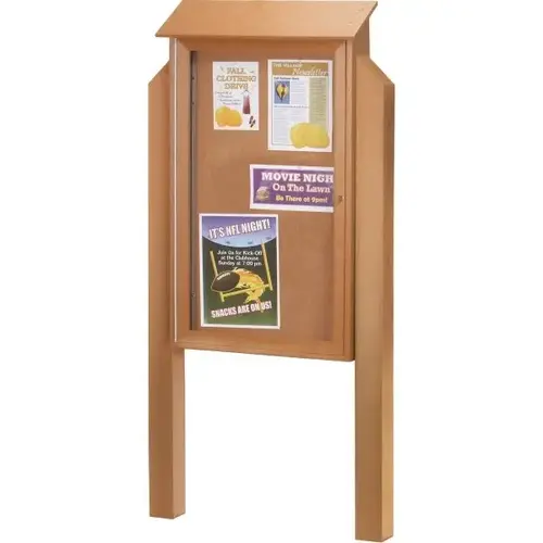 Enclosed Single Door Indoor Corkboard, Wall Mount, Cedar, 26 X 42" Enclosed Single Door Indoor Corkboard, Wall Mount, Cedar, 26 X 42"
