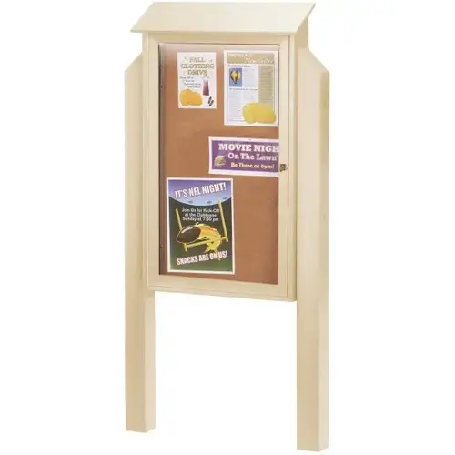 Enclosed Single Door Outdoor Corkboard, Post Mount, Sand, 26 X 42" Enclosed Single Door Outdoor Corkboard, Post Mount, Sand, 26 X 42"
