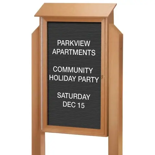 Enclosed Single Door Indoor Letter Board, Cedar, 38 X 54" Enclosed Single Door Indoor Letter Board, Cedar, 38 X 54"