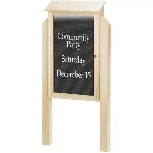 Enclosed Single Door Outdoor Letter Board, Post Mount, Sand, 26 X 42" Enclosed Single Door Outdoor Letter Board, Post Mount, Sand, 26 X 42"
