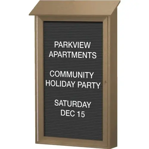 Enclosed Single Door Indoor Letter Board, Wall Mount, Weathered Wood, 26 X 42" Enclosed Single Door Indoor Letter Board, Wall Mount, Weathered Wood, 26 X 42"