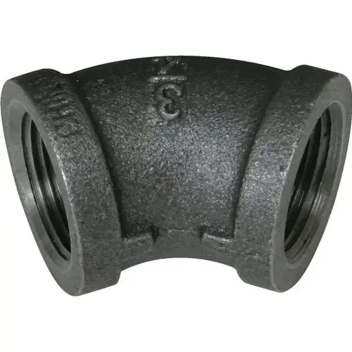 Black Malleable Iron 45 degree Elbow, 3/4 X 3/4" Black Malleable Iron 45 degree Elbow, 3/4 X 3/4"
