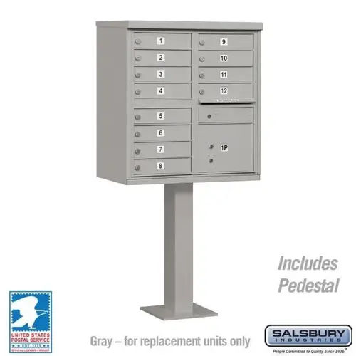 Gray- Cluster Box Unit -Includes Pedestal-12a Size Doors Gray- Cluster Box Unit -Includes Pedestal-12a Size Doors