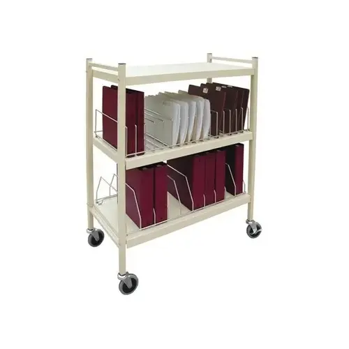 Standard Vertical Open Chart Rack 3 Shelves 20 Binder Capacity Beige Standard Vertical Open Chart Rack 3 Shelves 20 Binder Capacity Beige