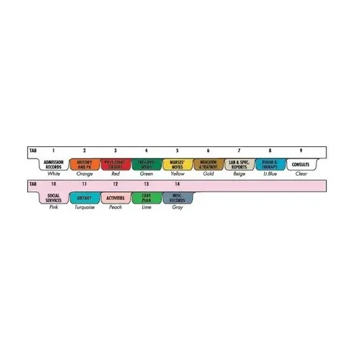 Preprinted Poly Chart Divider, Top Open, 5 Hole, 14 Tabs, Mfg #220906 Preprinted Poly Chart Divider, Top Open, 5 Hole, 14 Tabs, Mfg #220906