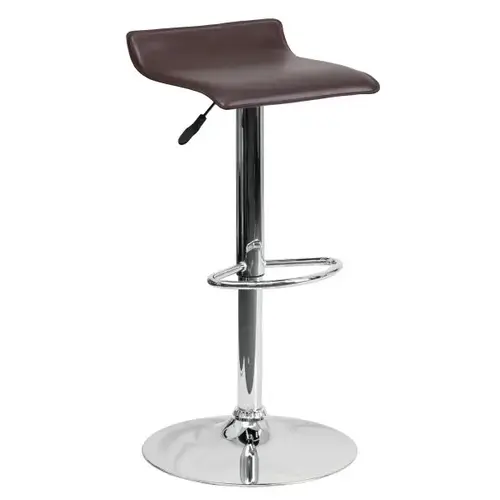 Contemporary Brown Vinyl Adjustable Barstool With Chrome Base Contemporary Brown Vinyl Adjustable Barstool With Chrome Base