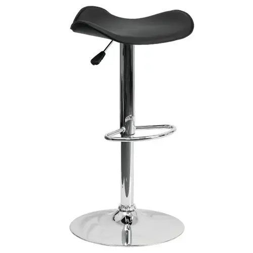 Backless Contemporary Black Vinyl Adjustable Height Barstool With Chrome Base Backless Contemporary Black Vinyl Adjustable Height Barstool With Chrome Base