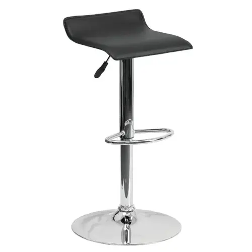 Contemporary Black Vinyl Adjustable Barstool With Chrome Base Contemporary Black Vinyl Adjustable Barstool With Chrome Base