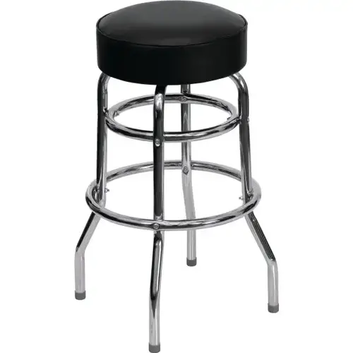 Double Ring Chrome Barstool Black Double Ring Chrome Barstool Black
