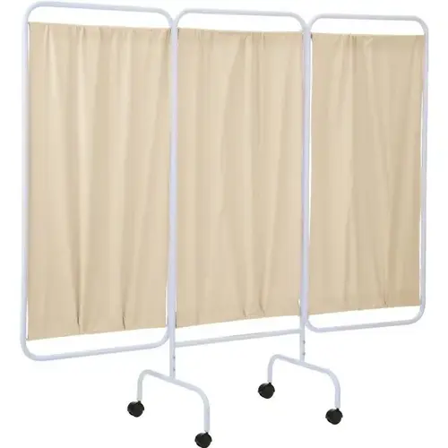 Three Panel Mobile Privacy Screen Rooom Divider, Beige Vinyl Panels Three Panel Mobile Privacy Screen Rooom Divider, Beige Vinyl Panels