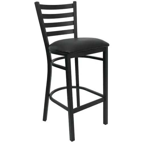 Hercules Series Black Ladder Back Metal Barstool Black Vinyl Seat Hercules Series Black Ladder Back Metal Barstool Black Vinyl Seat