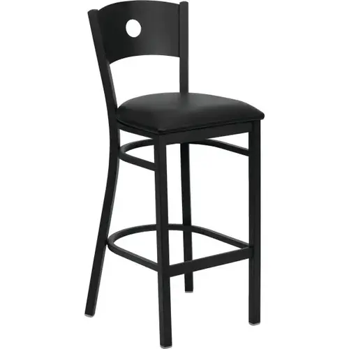 Hercules Series Black Circle Back Metal Barstool Black Vinyl Seat Hercules Series Black Circle Back Metal Barstool Black Vinyl Seat