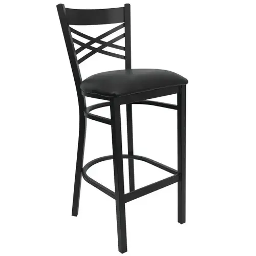 Hercules Series Black X Back Metal Barstool Black Vinyl Seat Hercules Series Black X Back Metal Barstool Black Vinyl Seat