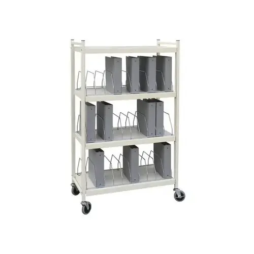 Standard Vertical Open Chart Rack 4 Shelves 30 Binder Capacity Beige Standard Vertical Open Chart Rack 4 Shelves 30 Binder Capacity Beige