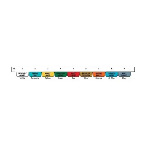 Preprinted Poly Chart Divider, Side Open, 7 Hole, 9 Tabs, Mfg #220912 Preprinted Poly Chart Divider, Side Open, 7 Hole, 9 Tabs, Mfg #220912