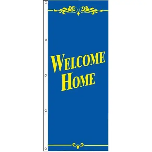 Welcome Home Flag, Blue/Yellow, 3 ft X 8 ft Welcome Home Flag, Blue/Yellow, 3 ft X 8 ft