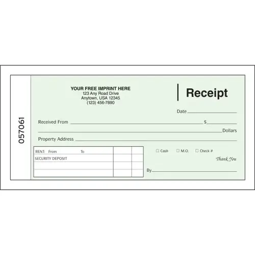 Rent Receipt Book Duplicate In Green With Imprint Rent Receipt Book Duplicate In Green With Imprint