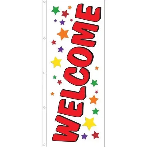 Vertical "Welcome" Flag, Star, 3 ft X 8 ft Vertical "Welcome" Flag, Star, 3 ft X 8 ft