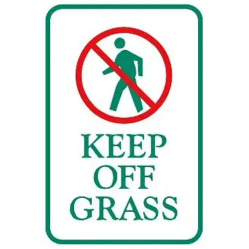 Keep Off Grass Sign, Low Profile, Non-Reflective, 6 X 9 Keep Off Grass Sign, Low Profile, Non-Reflective, 6 X 9