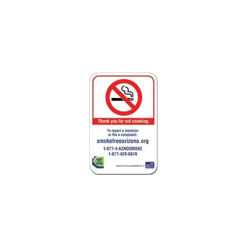 Arizona No Smoking Interior Sign, 6 X 9 Arizona No Smoking Interior Sign, 6 X 9