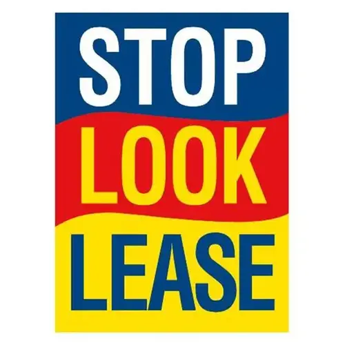 Coroplast Stop! Look! Lease! Amenity Sign, Blue/Red/Yellow, 18 X 24 Coroplast Stop! Look! Lease! Amenity Sign, Blue/Red/Yellow, 18 X 24