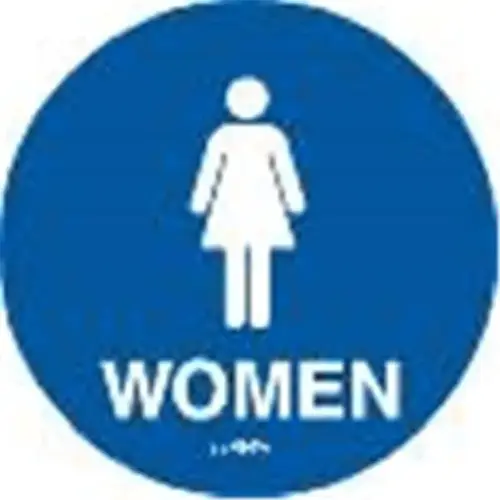 Women Restroom Interior Braille Sign, California Code, Blue, 12" Diameter Women Restroom Interior Braille Sign, California Code, Blue, 12" Diameter