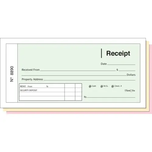 Rent Receipt Book Triplicate In Green With Imprint Rent Receipt Book Triplicate In Green With Imprint
